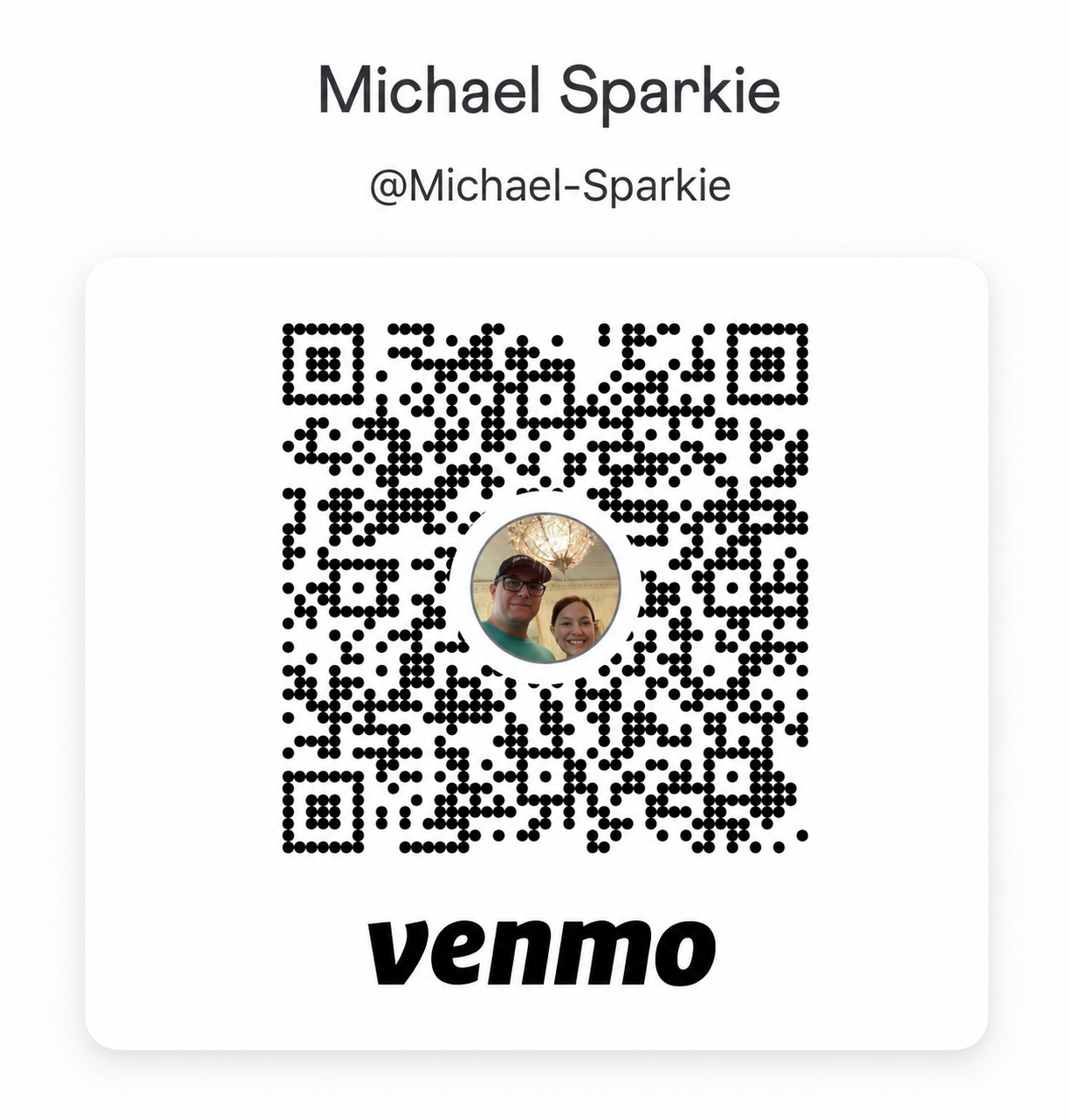 Venmo QR code for Michael Sparkie at @Michael-Sparkie